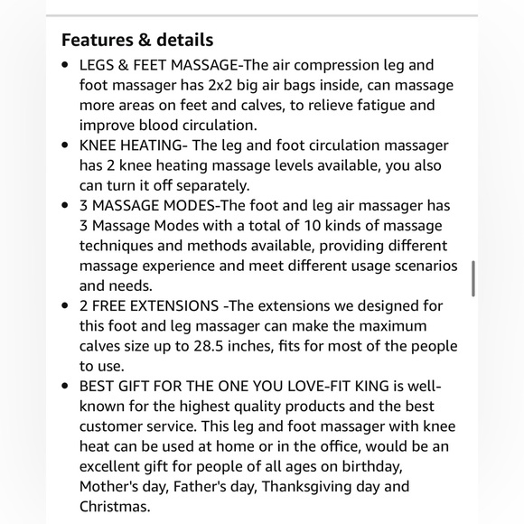 Foot and Leg Massager for Circulation with Knee Heat with Hand-held Controller - Picture 12 of 12